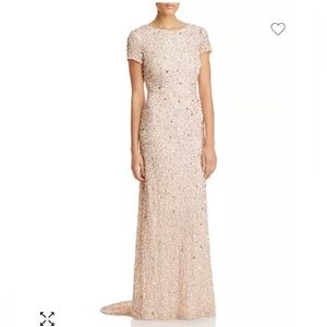 Adrianna Papell Sequined Cap Sleeve Gown